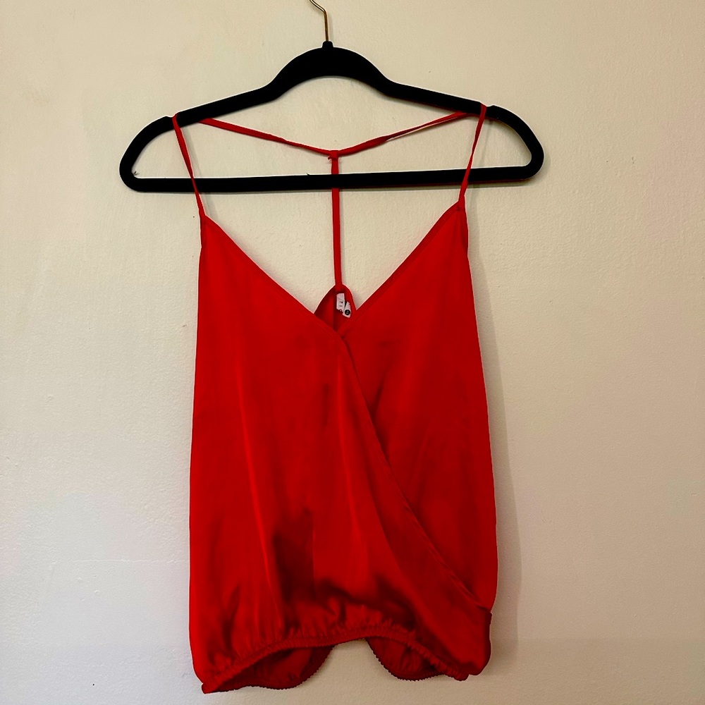 Elegant sleeveless satin blouse / Brand: Ticket / Size: XS / Color: Red - Wine